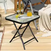 Folding Coffee Table with Tempered Glass Tabletop