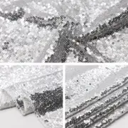 Sequin Table Runner Silver 270cm Wedding Glitter Sparkly Cloth Party Event Decor