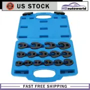 15X Crow foot Flare Nut Wrench Set 3/8 1/2in Drive Ratchet Extension Large Tool