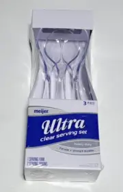 Meijer Serving Set Spoons Fork Ultra Clear Salad Cooking Baking 3 PACK Free Ship