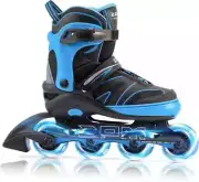 2pm sports inline roller skates Youth Kids Small 10Y-13Y Adjustable Blue / Black