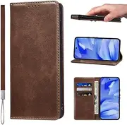 Google Pixel 9A Case with Wrist Strap PU Leather Pixel 9A Wallet Case Card Holder Shockproof Google 9 A Flip Cover - Brown
