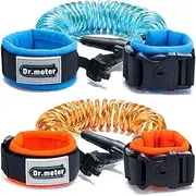 Anti Lost Wrist Link, Dr.meter 2 Pack Toddler Safety Leash with Key Lock, Reflective Child Walking Harness - Dual 8.2ft Length Pink & Purple Kids Leash for Supermarket Mall Airport Amusement Park Zoo (Blue and Orange)
