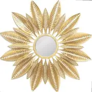 Golden Sunburst Mirror Wall Art Large Round 23.6” Contemporary Mirror