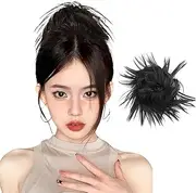 Messy Hair Bun Hair Scrunchies Personalized Hair Loop, Fluffy and Messy Wig, Punk Style Hair Simulation Wig Hair,Curly Hairpieces Ponytail Chignon Headband for Women Girls