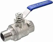 Brass Hose Connector SS304 Pipe Two-Piece Ball Valve Female Threaded 1/4 3/8 3/4 1 1-1/4 Inch Sanitary ON-Off Ball Valve Straight(1")