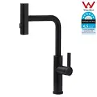WELS Black Round Pull Out Kitchen Mixer Tap Laundry Sink Faucet 3 Mode Spout