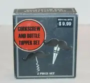 NIB Mustache Corkscrew and Bottle Topper Set 2 Piece Easy Grip Set Ships FREE!