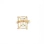 Emerald Cut 16x12mm Ring Semi Mount In 14k Yellow Gold With Diamonds (50867)
