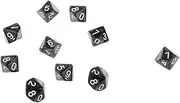 TENOL Pack of 10 Black Ten-Sided D10 Dice for RPG and Math Games