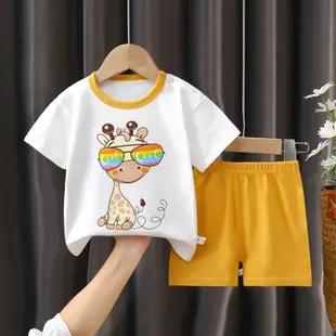 兒童短袖套裝夏季純棉男童衣服薄款新款女童T恤夏裝寶寶童裝批發