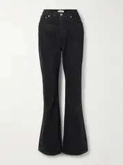 [RE/DONE] RE/DONE - The Riding Jean Striped High-rise Flared Jeans - Black - 25 25 Black