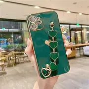 Electroplated Love Phone Case for iPhone 11 12 13 14 Pro Max XS Max XR 7 Plus 14 Shockproof Wrist Strap Chain Back Cover,T4,for iPhone 13Pro MAX