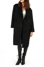 [Belle & Bloom] After Party Wool Blend Qulited Lining Coat - Black