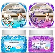 Xcleen Odor Eliminator Gel Beads 4 Pack 32OZ, Air Freshener with Baking Soda, Long Lasting Odor Absorber for Home Bathroom Car and Pet Odor, Fresh&Lavender Scent