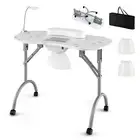 Folding & Portable Manicure Table with Dust Collector LED Lamp Carry Bag