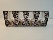 Christian Siriano Decorative Shot Rhinestone Gold Accent Glasses Set Of Four NIB