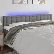 Bed Headboard LED, Beds Head Frame LED Headboard Dark Grey 160 cm Fabric