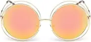 [HCHES] Vintage Round Sunglasses Women Luxury Big Size Oversized lens Mirror Sunglasses Lady Cool Retro Eyewear Female
