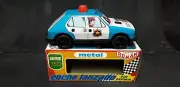 1980 - SHOP OLD STOCK - PULL BACK 'N' GO FIAT FIRE POLICE PATROL TIN TOY CAR