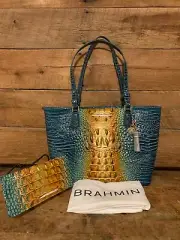 Brahmin Medium Asher Bermuda Ombre Melbourne Leather Tote & Ady Wallet----NWT