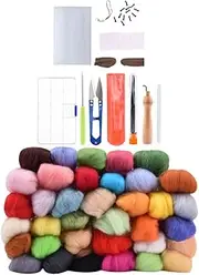 73pcs Needle Felting Kit, Needle Felting Starter Kit Wool Roving Yarn Set with Wool Felt Tools for DIY Craft Animal Home Decoration Birthday Gift