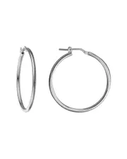 Italian Silver Round Tube Hoops 2mm X 34mm