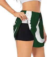 [GaxfjRu] Flag of Pakistan Print Women's Running Shorts High Waisted Running Shorts Pocket Sporty Gym Elastic Short