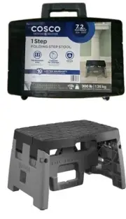 Cosco 1 Step Folding Step Stool 14.4" W X 11.5" D X 3" H Compact Secure Non Slip