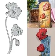 Poppy Flower Cutting Dies, Vintage Floral Leaf Metal Die Cuts Embossing Dies Cut Stencils DIY Card Cutting Dies Template for DIY Scrapbooking Paper Card Making Album Decorative (Silver)