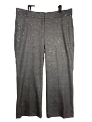 Chicos Menswear Wide Leg Sequin Plaid Pants Sz 3.5R (US 18R) Stretch Sparkle NWT