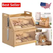 Farmhouse Bread Box with Transparent Window - Large Capacity Kitchen Organizer