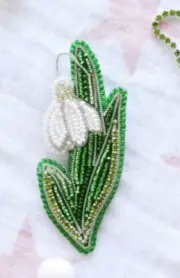 DIY Jewelry Making Beading kit Snowdrop Brooch Bead Embroidery Pin Needlepoint