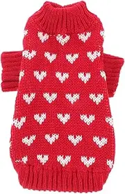 Mipcase Heart Pattern Stretchy Turtleneck Dog Sweater for Breeds Cozy Winter Clothes for Puppies Breathable and Thermal Knit Pet Apparel