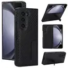 For Samsung Galaxy Z Fold 6 5 4 3 Carbon Fiber Case with Kickstand Slim Cover