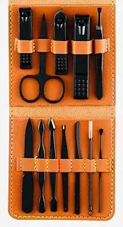 Ethnic Choice Manicure Kit Nail Clippers Pedicure Set Grooming Kit Nail Cutter Ear Pick Tweezers Plucker, Nail Filer, Nose Hair Scissors Perfect Gifts for Women and Men Brown (12 in 1)