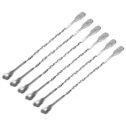 Bar Mixing Spoon Set 6 Pcs, Stainless Steel Cocktail Spoon 10 Inch - Silver
