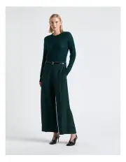 [Cue] Linen Blend Cropped Pant in Black