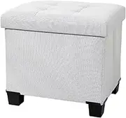 Erhigher Small Folding Storage Foot Rest Stool Large Capacity 100KG Load Capacity Clothes Toys Bedroom Storage Stool Light Grey