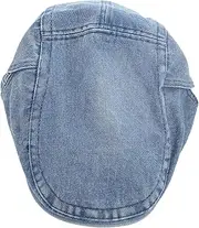 [COLLBATH] Denim Newsboy Cap Fashionable Duckbill Hat Adjustable Flat Cap for Men Women