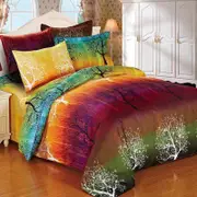 Fabric Fantastic Rainbow Tree Single Size Quilt/doona/duvet Cover Set