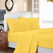 Super Soft Flat & Fitted Sheet Set - Double Size Bed - Yellow