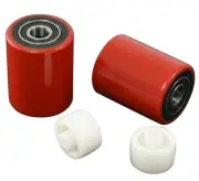 Brand New Pallet Jack Load Wheels Pair Poly 3"x3.75 Bearings&Entry/Exit Roller