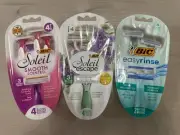 3 Packs BIC Soleil And Easy Rinse Disposable Razor, Women, 10 Razors Total