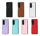For Samsung Galaxy Z Fold3 4 5 Fold6 Flip 2in1 Luxury Grid Leather Case Cover