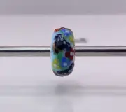 Trollbeads Glass Bead Multicolor Bumblebee on Blue OOAK Retired Unique