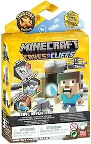 Treasure X Minecraft Caves & Cliffs Cave Adventure Pack Discover Craft with 16 Levels of Adventure, Mine Character Mini Mob to Collect. Will You find The Real Gold Dipped Treasure, Multicolor (41676)