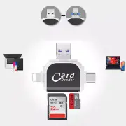 Multi-Port 4 in1 Universal Card Reader, Memory Card Reader Multiport Adapter CR