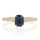 Yellow Gold Sapphire & Diamond Ring - 14k Emerald Cut 1.22ctw