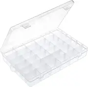 36 Grids Clear Plastic Organizer Box with Adjustable Compartment Dividers Rock C